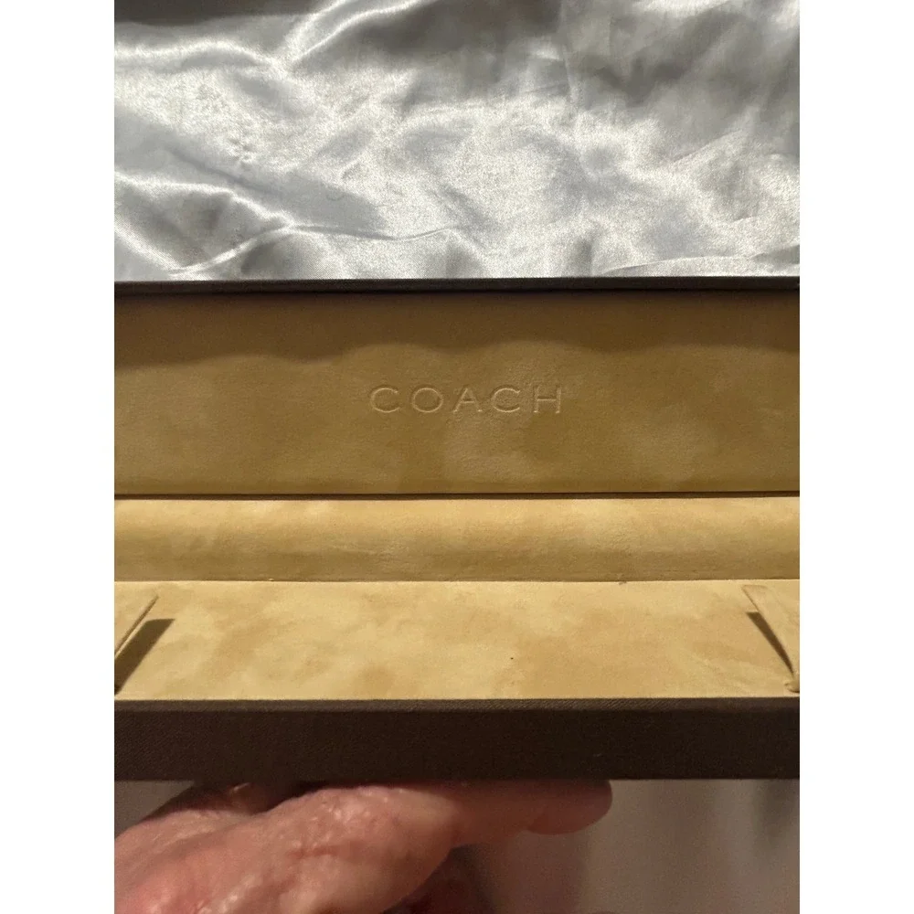 Coach Vintage Brown Jewelry Presentation Box Gold Logo Plaque Necklace Case